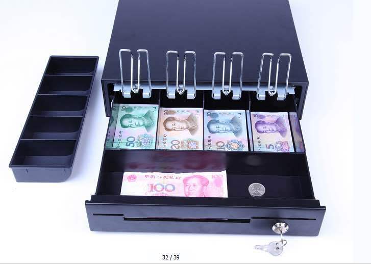 aoqi奥琦aq335a迷你钱箱四格纸币五格硬币收银箱pos钱箱钱盒子