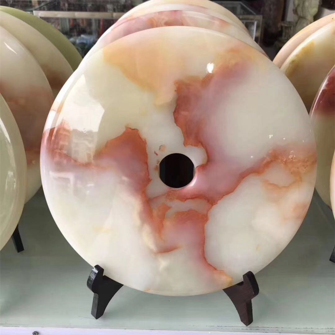 批发定制纯天然玉石30分平安扣招财进宝如意扣玉扣工艺品玄关摆件