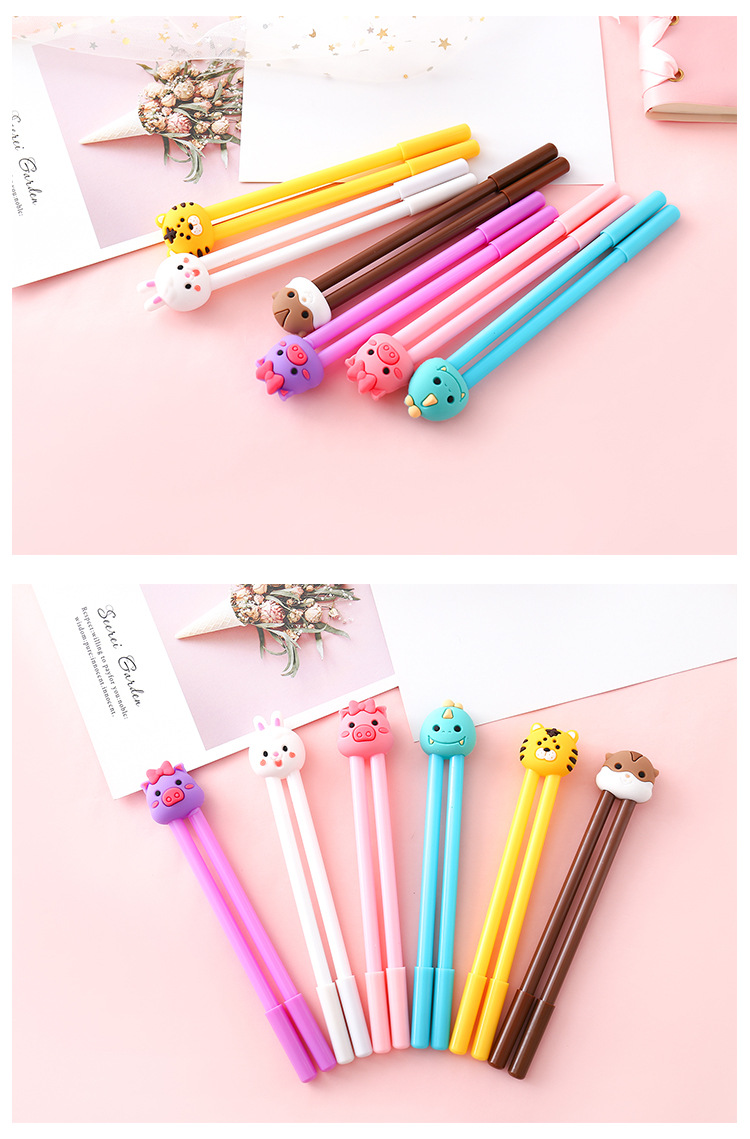 卡通懒人罚抄笔 创意学生书写中性笔 黑色水笔签字笔0.5mm2支装
