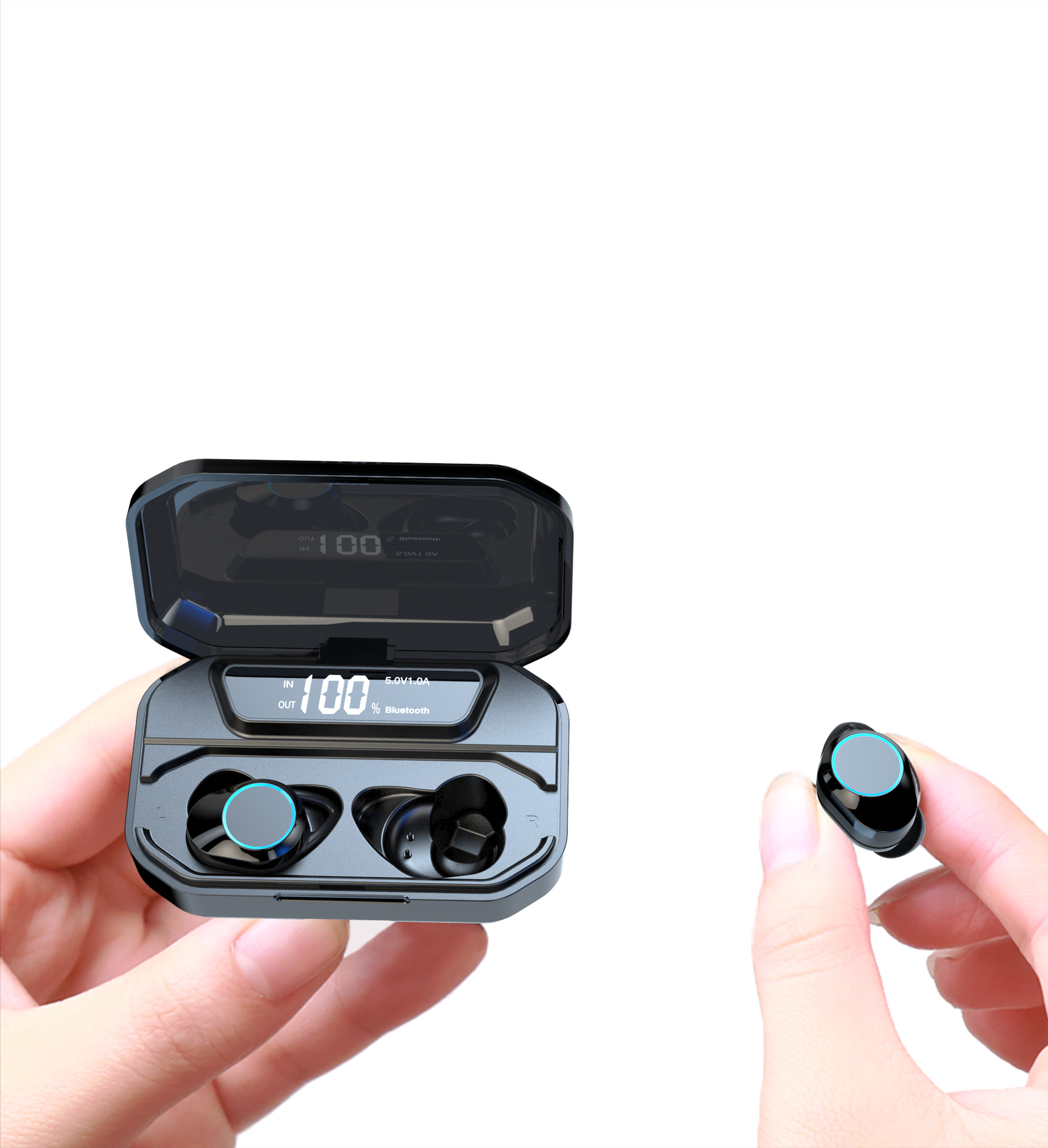 g02蓝牙耳机5.0移动电源无线tws运动防水触控双通数显降噪跨境款