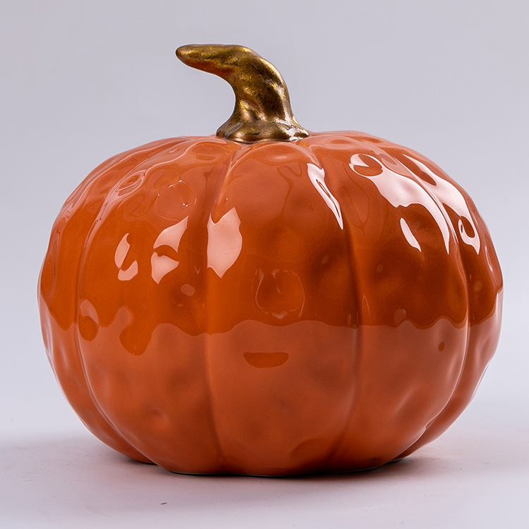 金蒂陶瓷南瓜工艺品摆件 白云土彩绘南瓜摆件 丰收节陶瓷工艺品