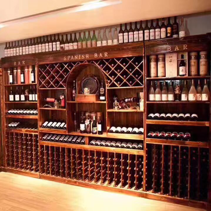 厂家定制红酒柜实木定制 酒吧酒店红酒柜展示柜 酒店防腐木红酒柜