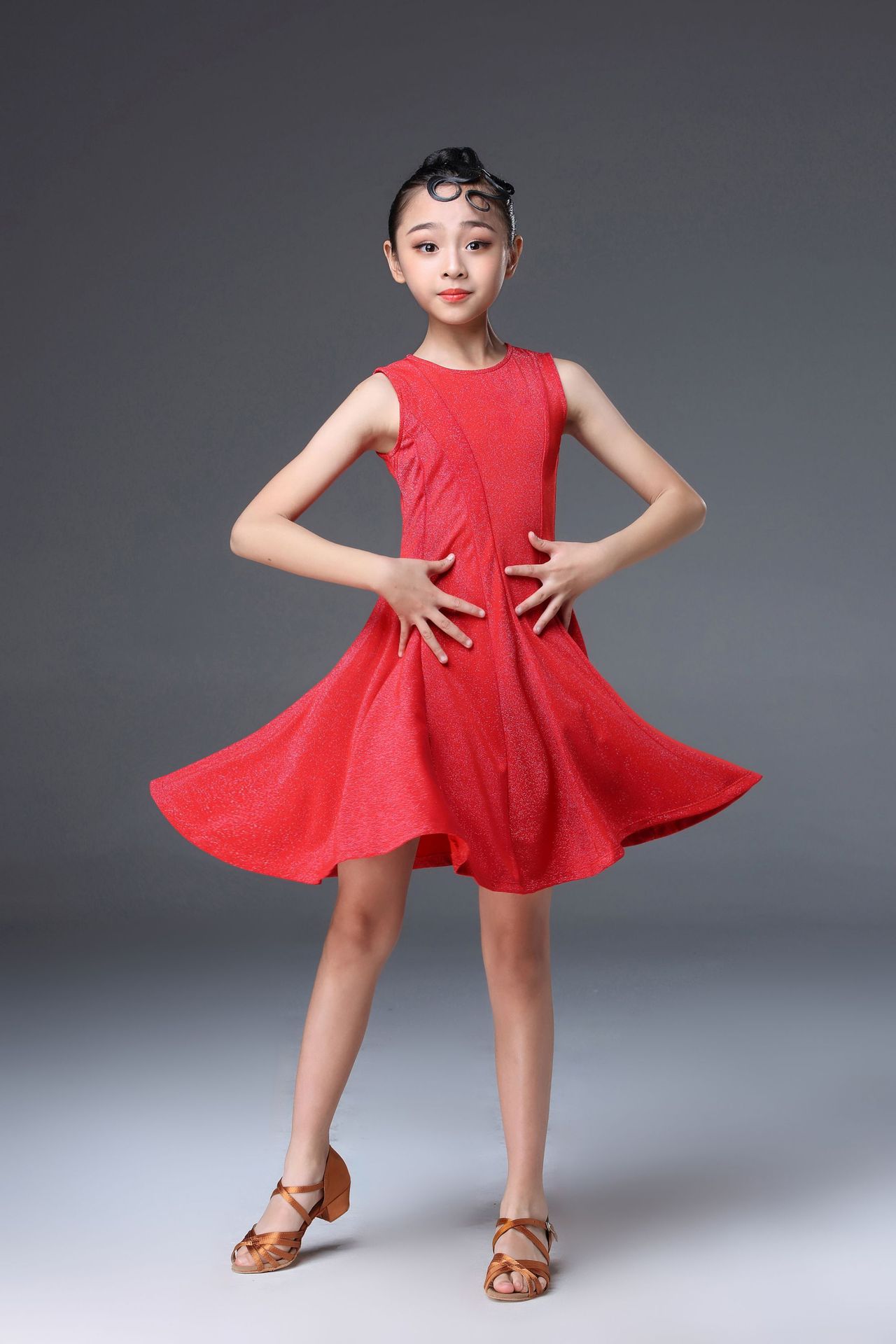 儿童拉丁舞裙女童拉丁舞练功裙女孩跳舞服装少儿比赛考级比赛服装