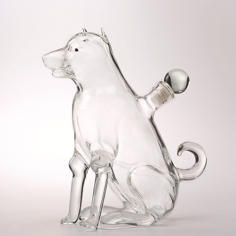 厂家生产玻璃工艺酒瓶 生肖狗泡酒瓶 动物造型高硼硅酒瓶