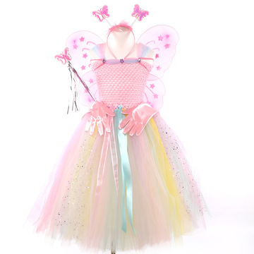 欧美跨境货源新款婚纱儿童礼服女童走秀演出裙花童生日tutu蓬蓬裙