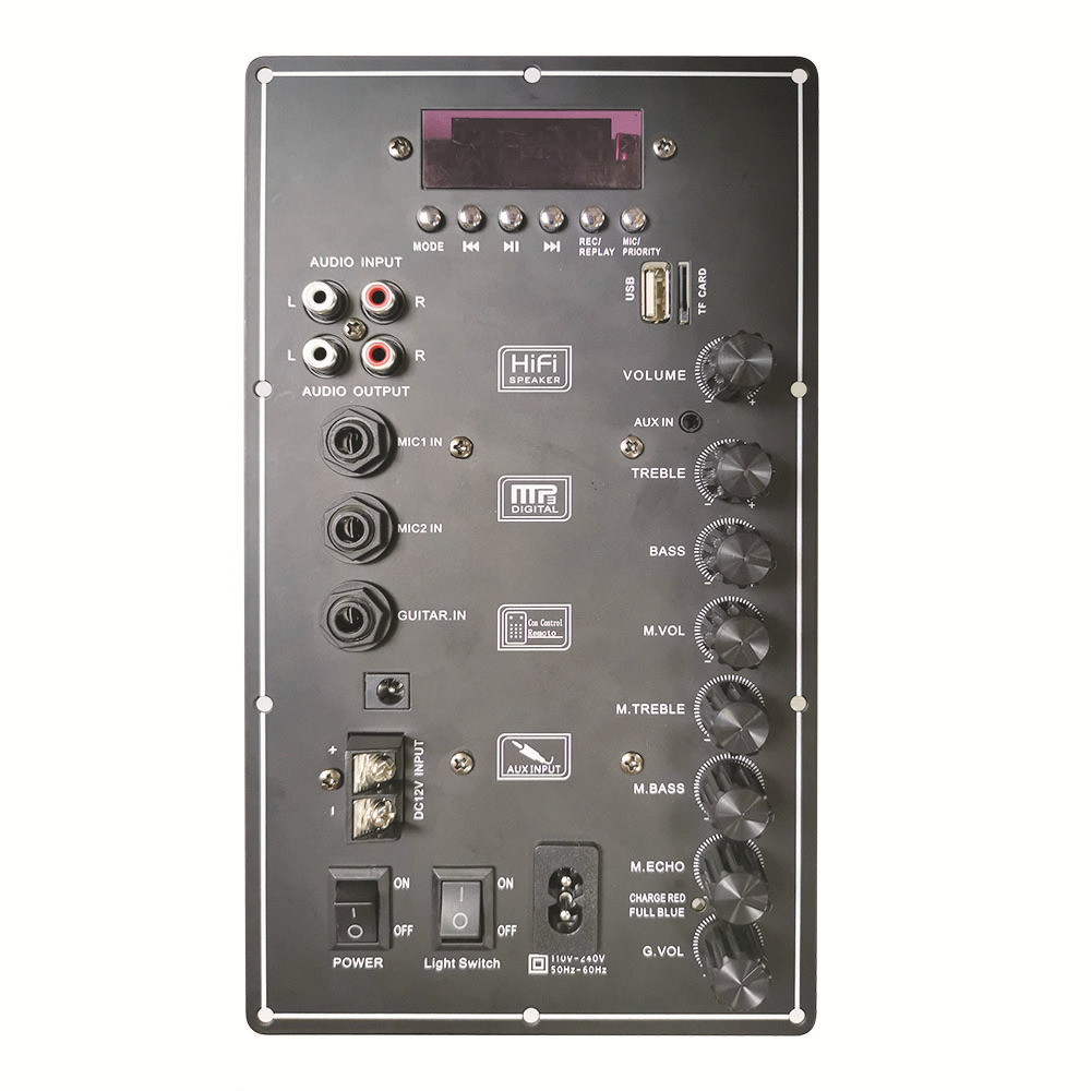 zy-6136 80w 大功率电瓶音箱功放板带无线咪 混响 拉杆音箱功放板