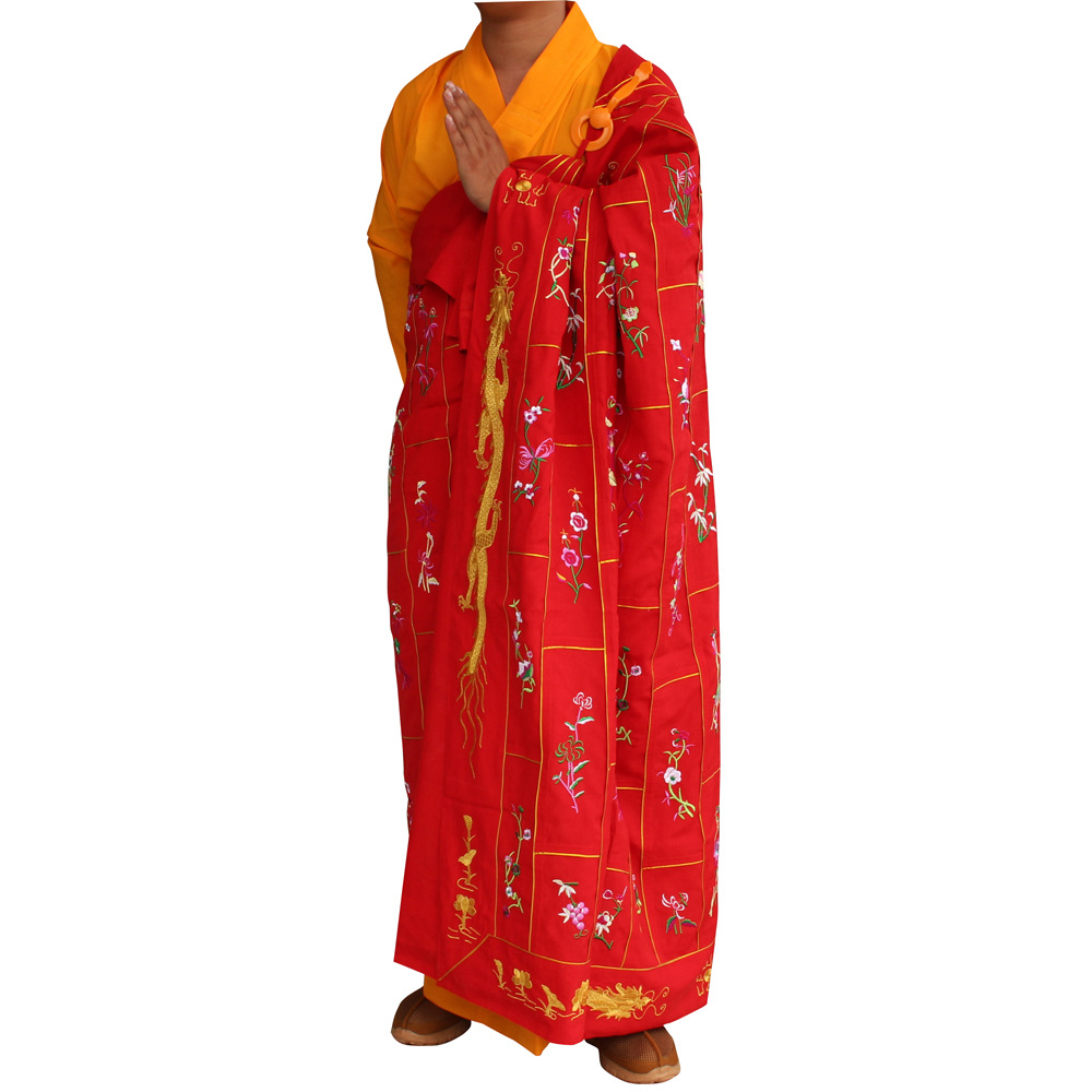 浮莲笙佛教用品僧服僧鞋方丈住持袈裟三衣搭衣台麻透气刺绣千花衣