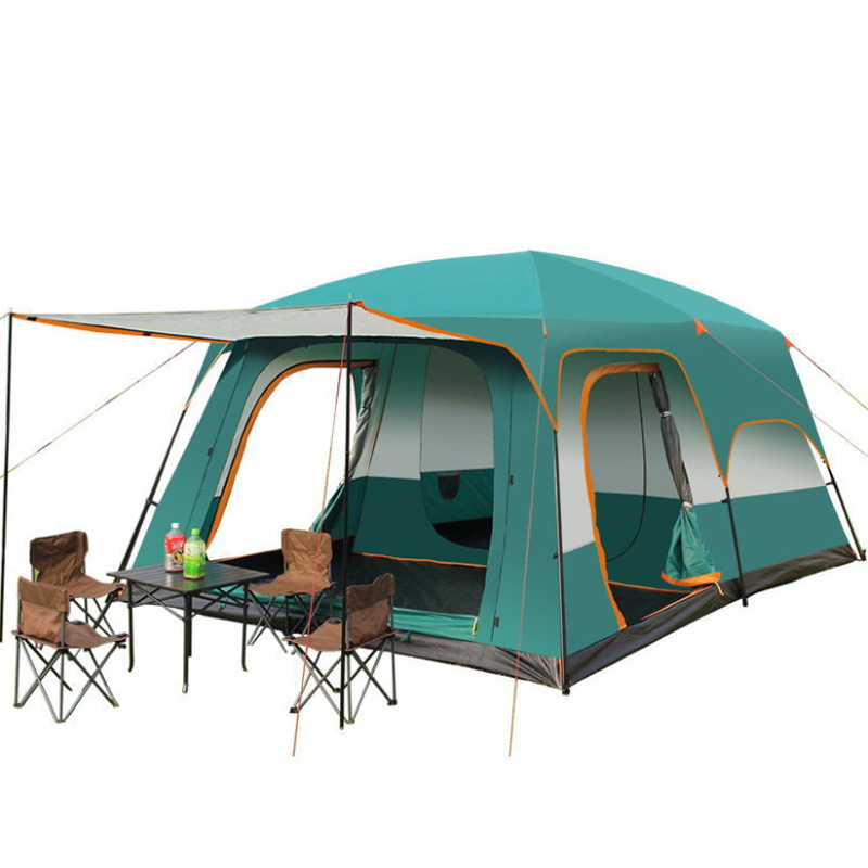 Factory Wholesale Two Bedrooms One Living Room Pavilion Outdoor Camping 6-8 People 8-12 People Two Bedrooms One Living Room Camping Tent