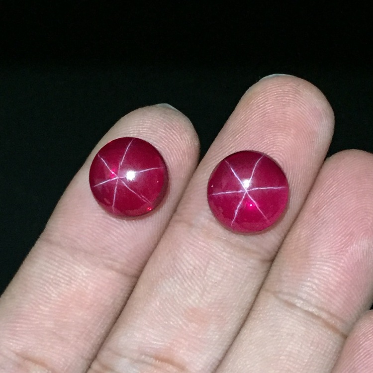 rubystar星光红宝石蛋形戒指戒面首饰镶嵌宝石合成星光石裸石