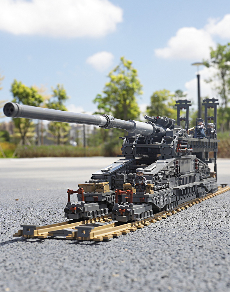 开智10005多拉巨炮古斯塔夫列车炮模型大型积木大人难度拼装玩具