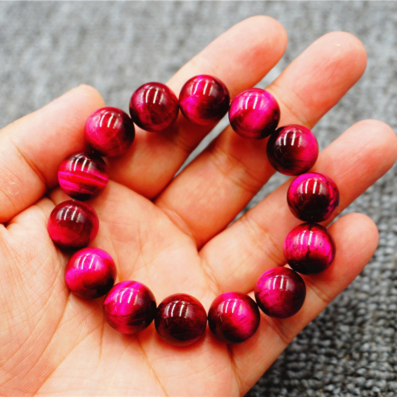 厂家直销 玫红色虎眼石手链 女士单圈时尚简约手链 手饰饰品-阿里巴巴