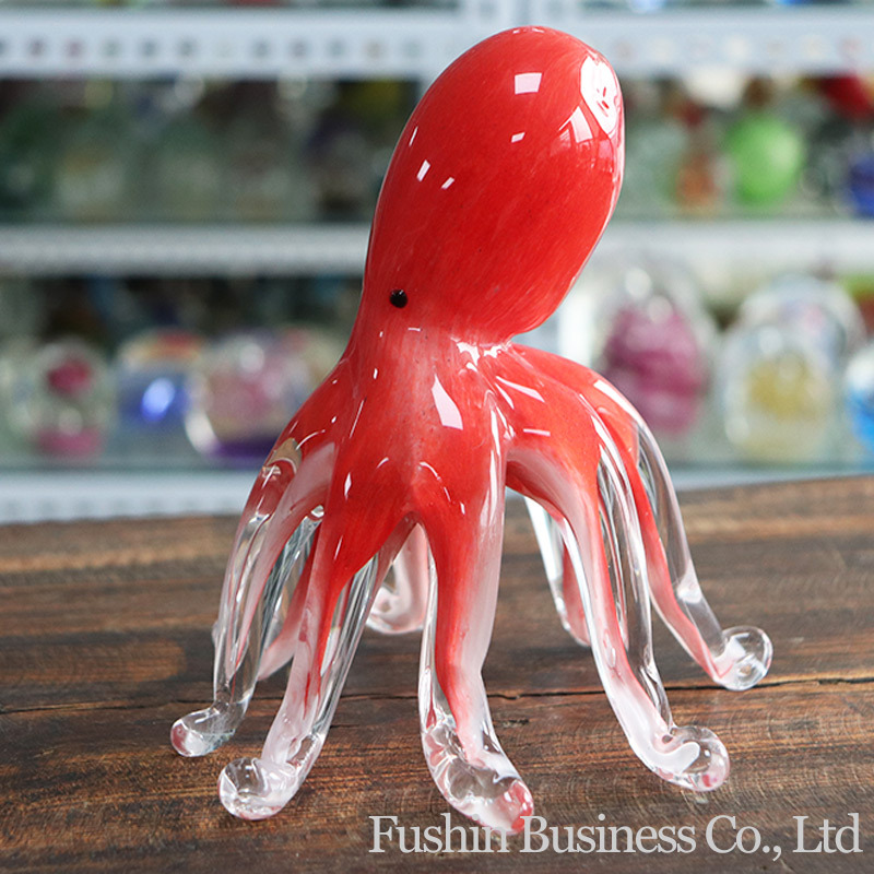 高脚红色八爪鱼鱼缸水景装饰品各式彩色章鱼摆件