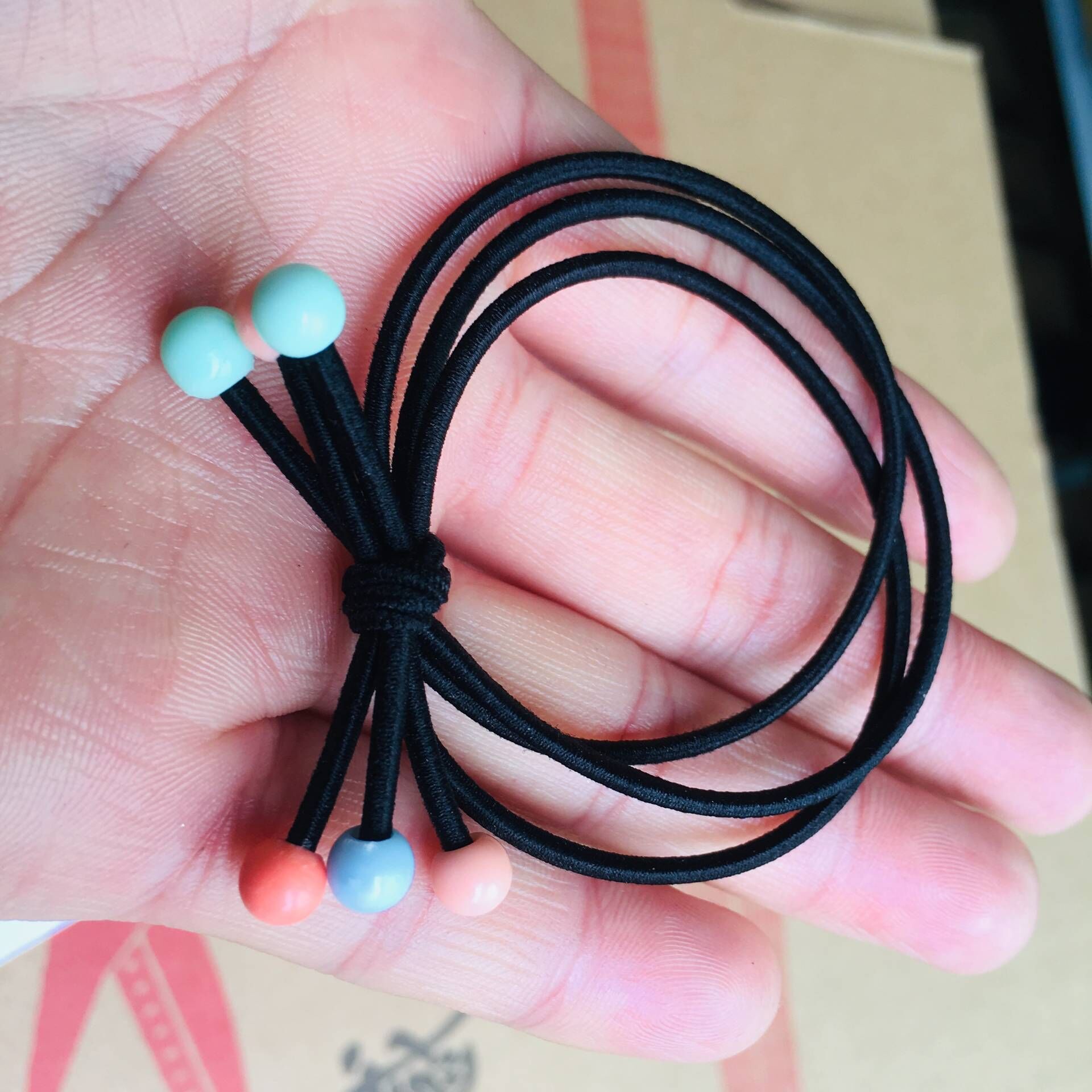 小红珠头绳新款黑色打结皮筋发圈 韩版手工编织简约女式饰品批发