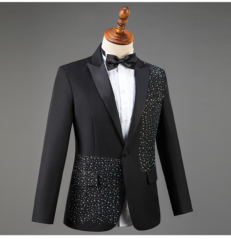 新款亮片西服套装主持人服装男士大合唱礼服舞台表演歌手男演出服