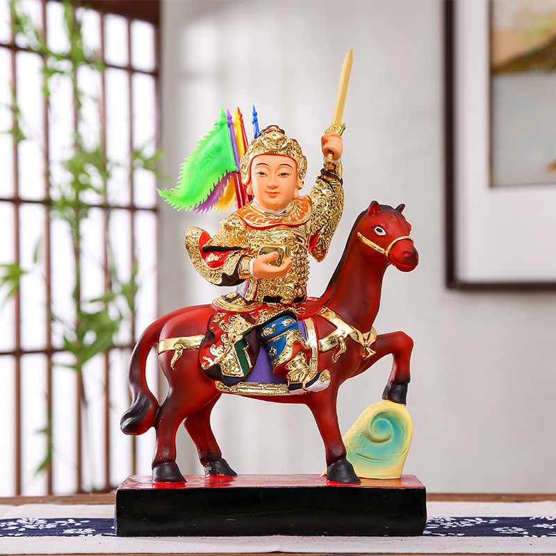 报马仙像黄小跑骑马将军树脂佛像保仙家 12寸30cm黄天乐家用摆件