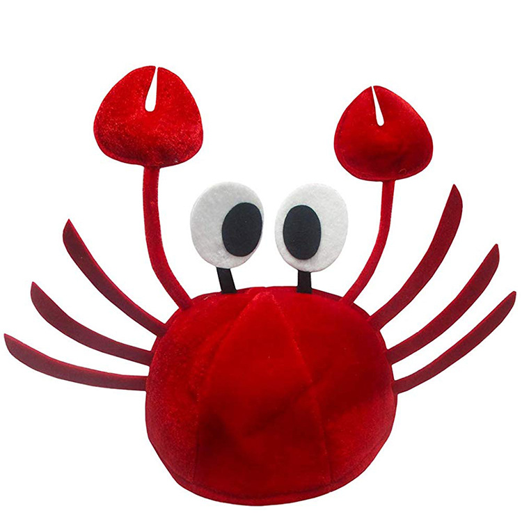s426红色螃蟹帽儿童成人龙虾帽节日道具公司派对搞笑头饰圣诞帽