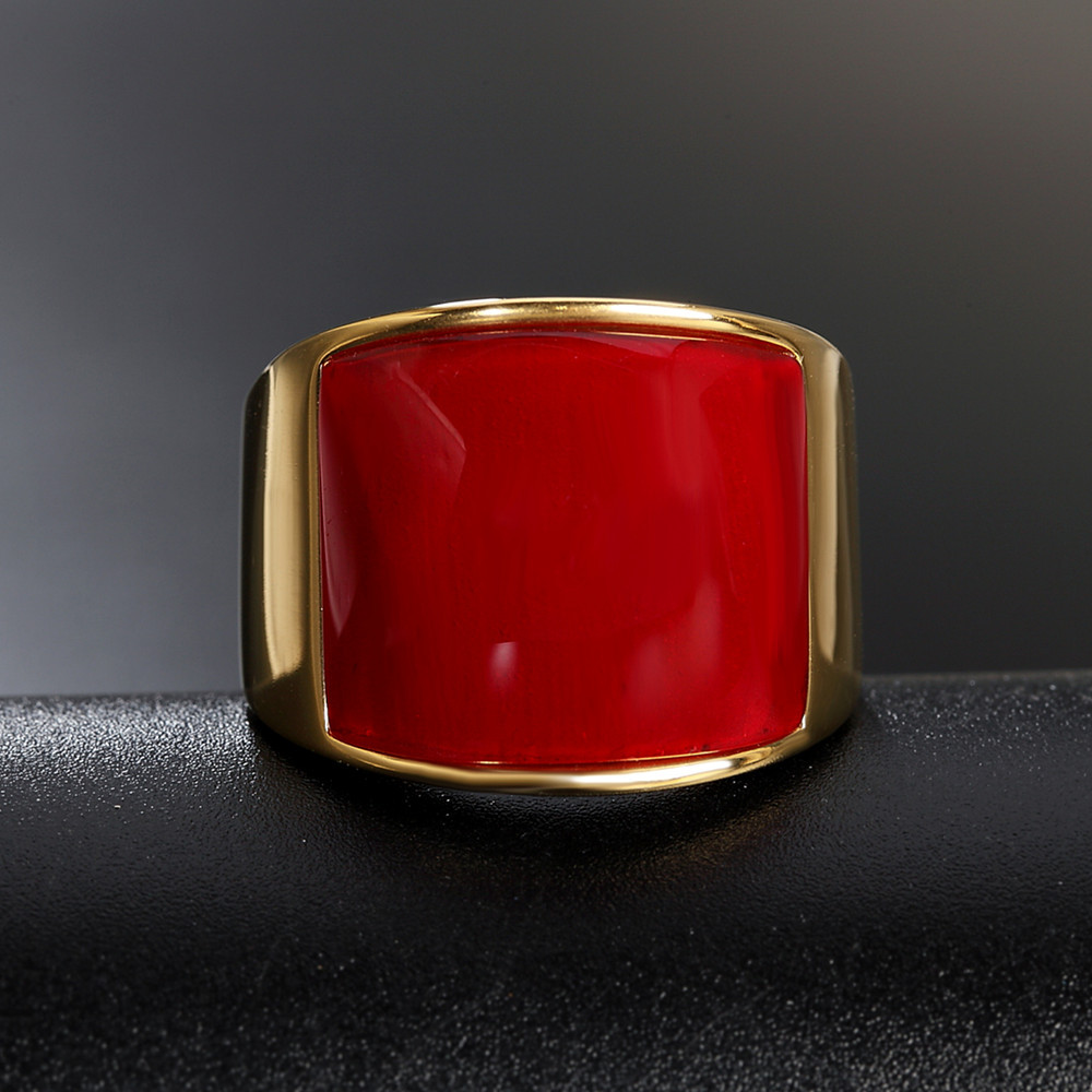 r0048-hk03创意不锈钢男士猫眼石大班指 单身食指环戒指代发