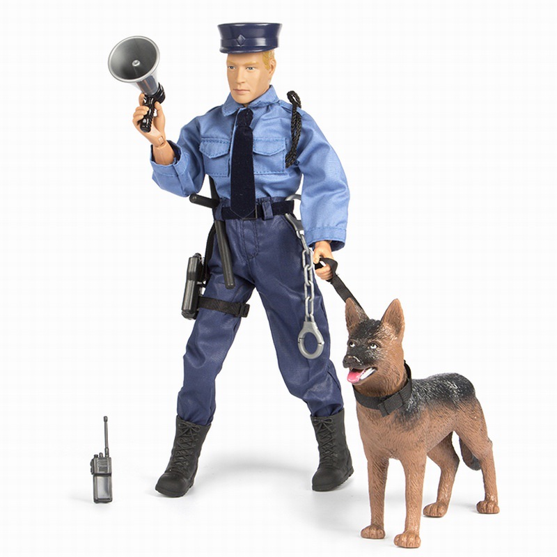 正义红师1:6可动人偶警犬训练员防爆警察警员模型儿童玩具90178