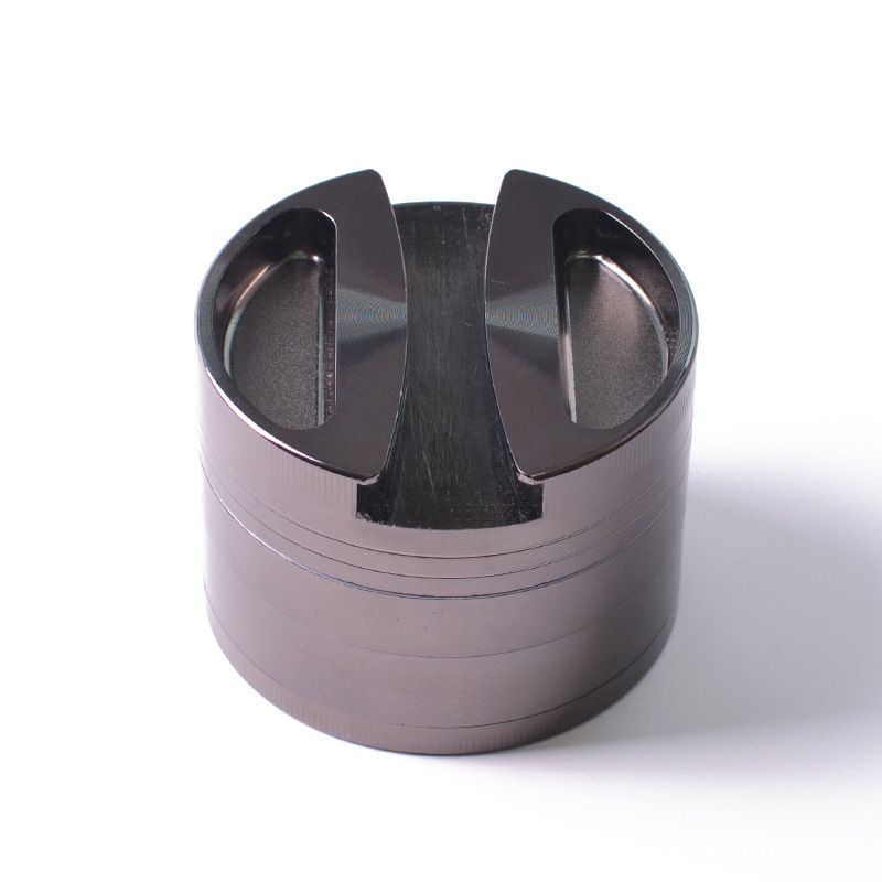 创意4层75mm锌合金磨烟器 凹槽金属烟夹磨烟器 烟草研磨器