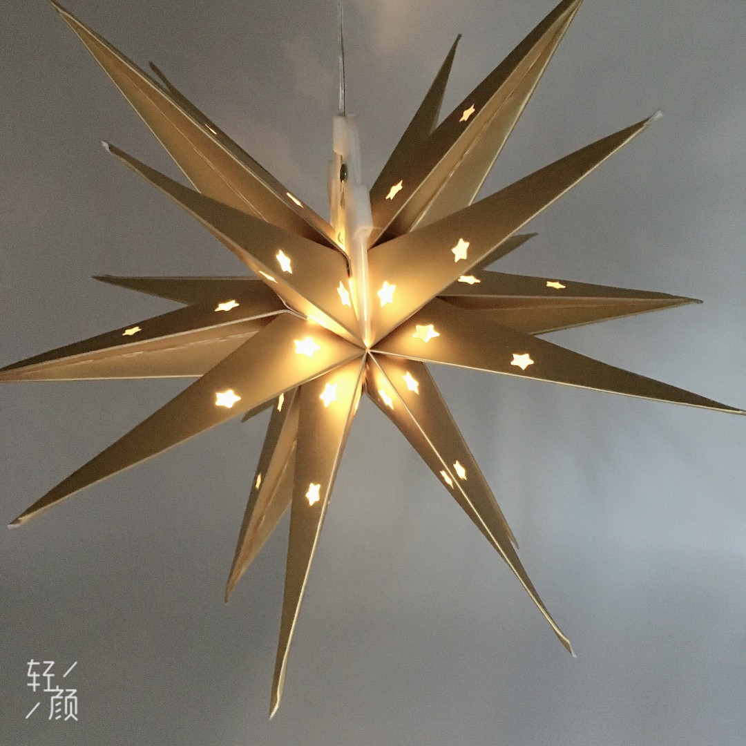 圣诞爆炸星纸18角星圣诞节中庭吊饰大型商场节庆装饰品35cm