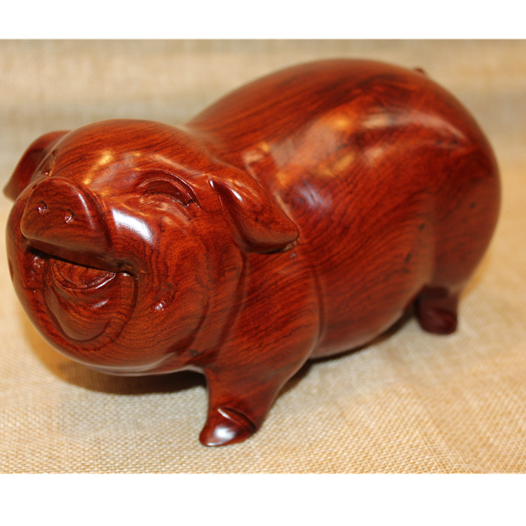 木雕生肖小猪 花梨木雕小猪 红木小猪 小猪木雕工艺品