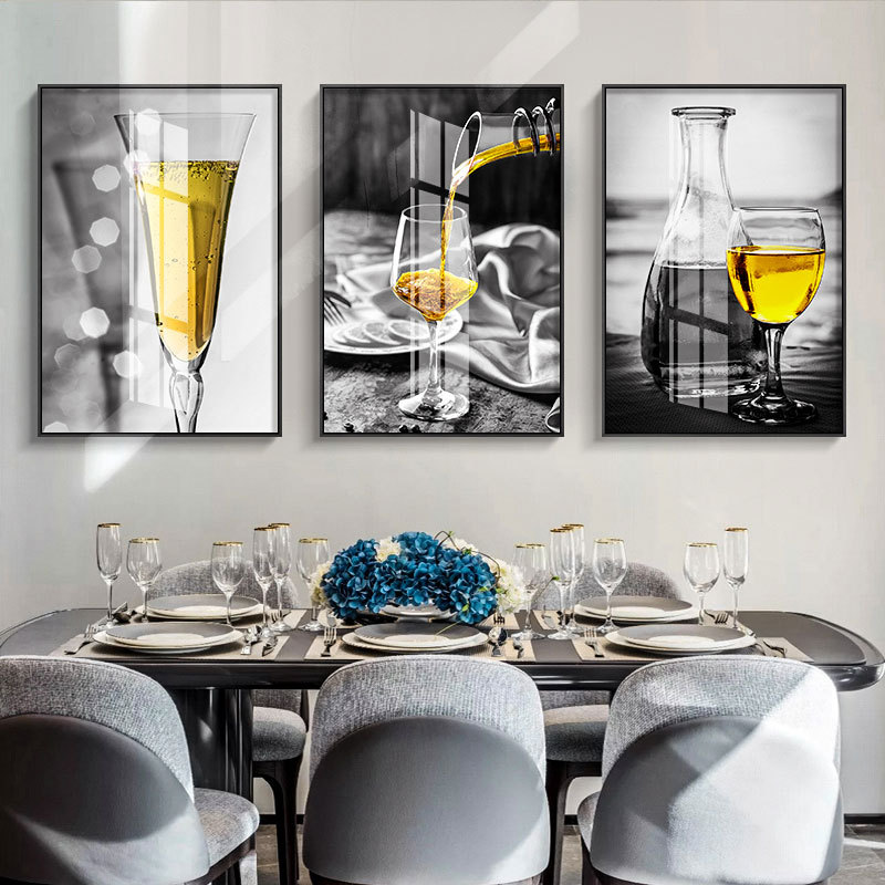 北欧餐厅装饰画轻奢酒柜墙上现代简约饭厅现代简约酒杯厨房挂画