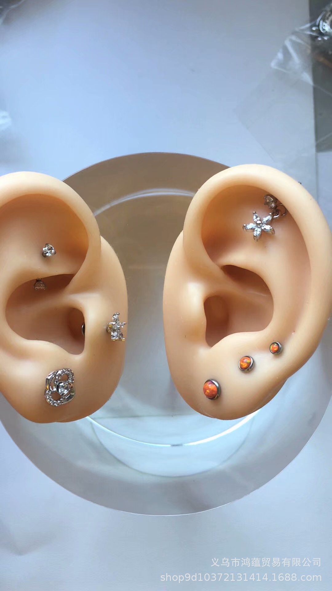 8mm细杆锆石吊坠耳钉耳屏耳骨耳蜗耳边小耳朵aaa锆石新款超闪亮