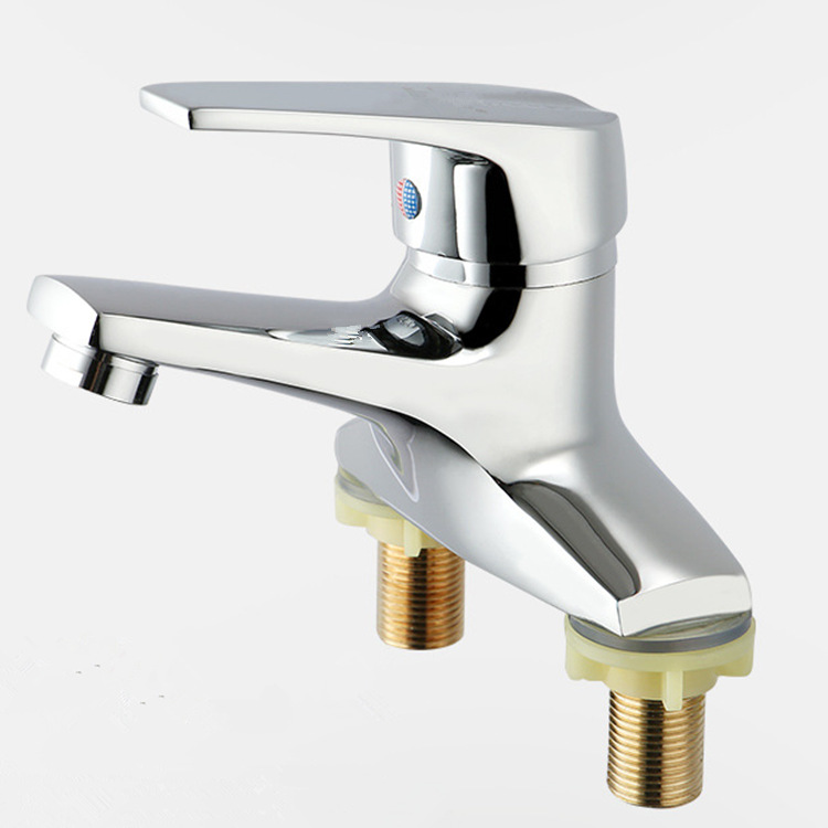 批发锌合金名佳二联水龙头 单把双开面盆龙头 冷热水柱盆龙头