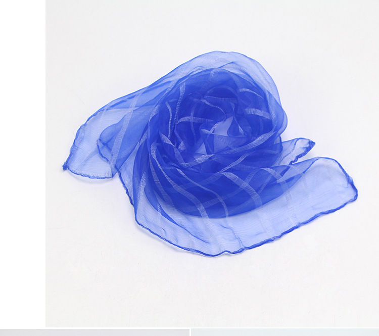 幼儿园儿童表演丝巾舞蹈方巾纯色尼龙头纱音乐器早教小纱巾批发