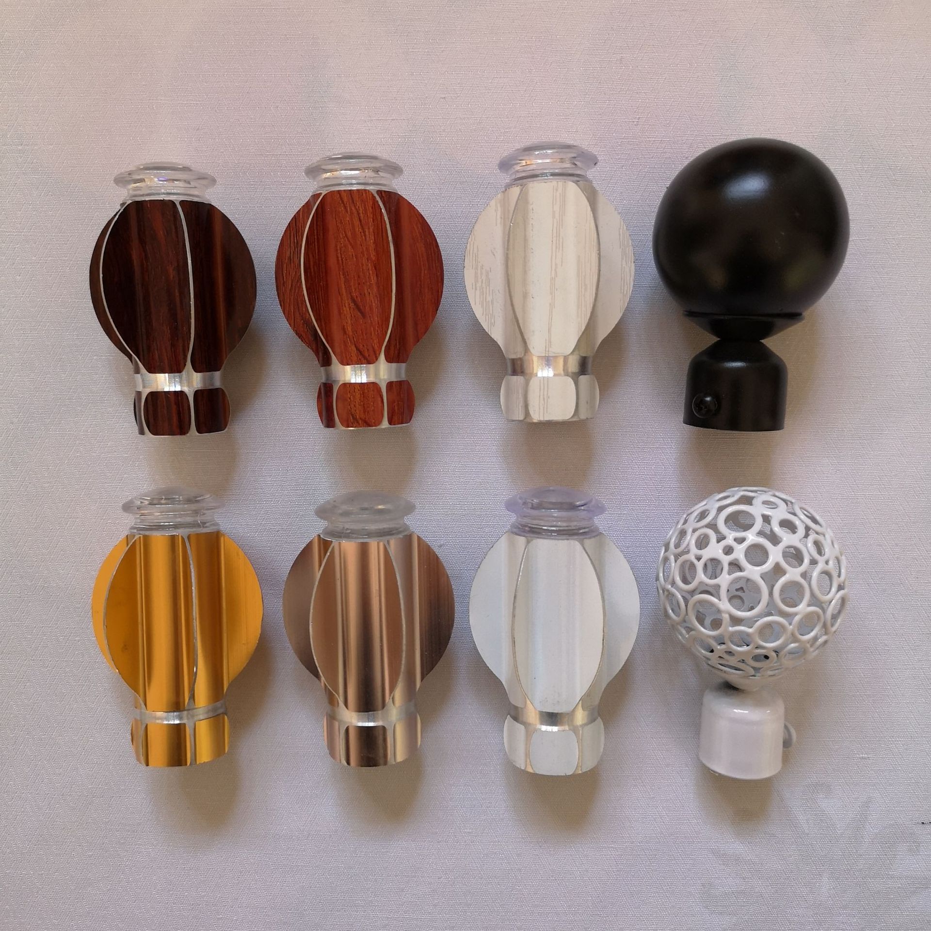 罗马杆窗帘杆装饰头铝合金装饰头木纹 黑白铁艺装饰头窗帘杆配件