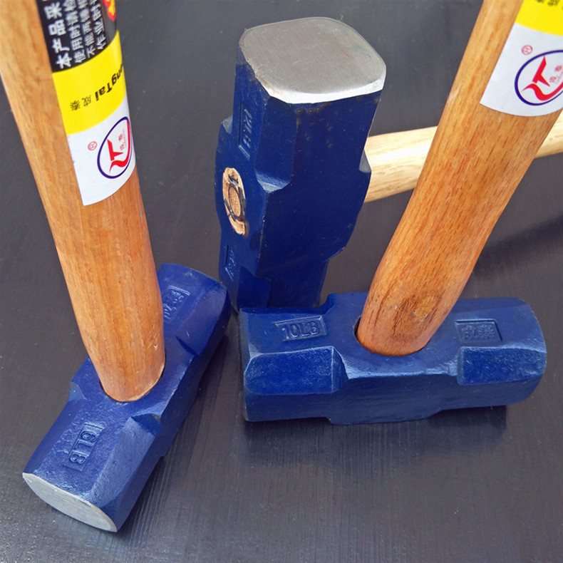 8p18磅碳钢锻打带木柄大锤 铁榔头 大锤 木把八角大铁锤 锤子