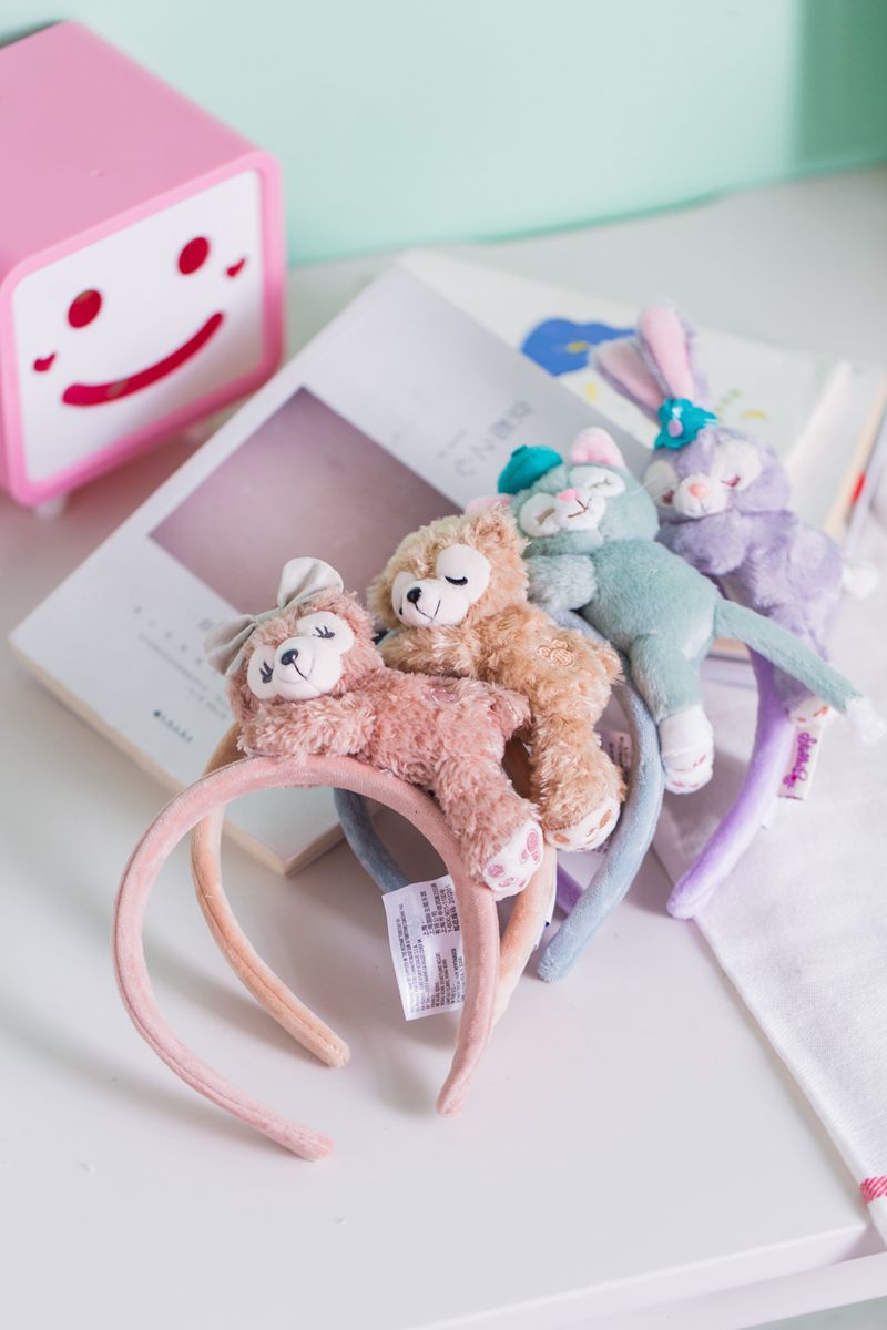 韩国卡通达菲熊毛绒发箍森系超仙头箍少女洗脸束发带百搭外出发饰