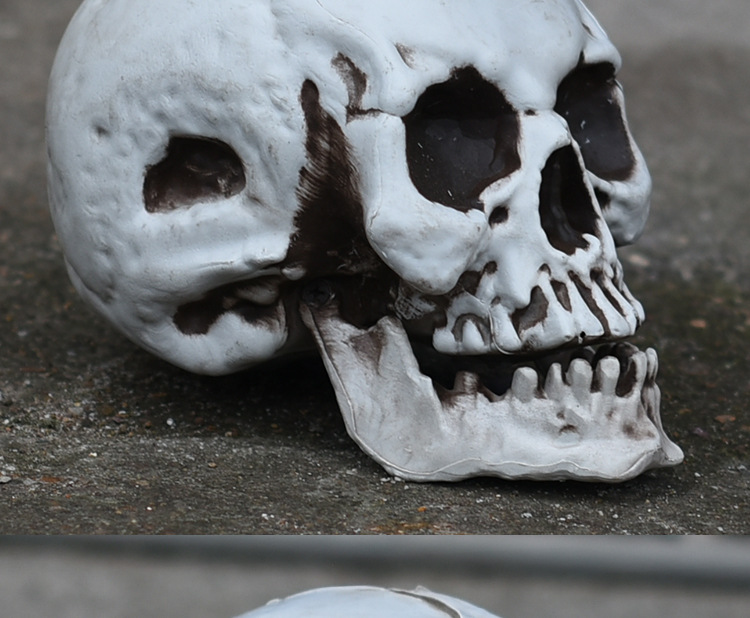 现货万圣节道具 酒吧鬼屋密室恐怖烂头鬼摆件骷髅头装饰 人骨模型