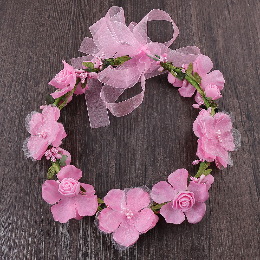 爆款欧美新娘度假花环 仿真玫瑰花朵发带 圣诞狂欢节舞会派对头饰