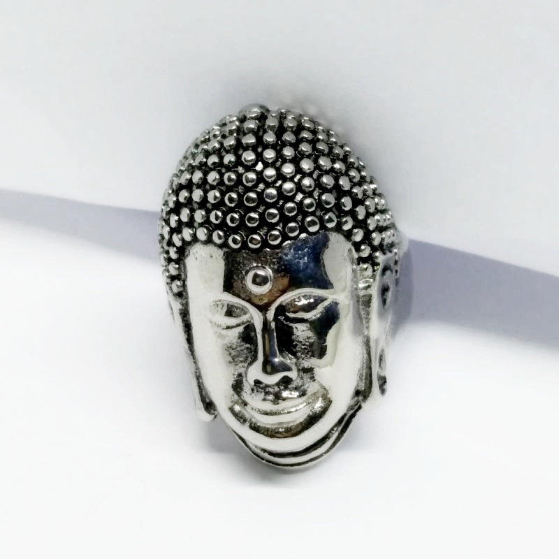 跨境首饰不锈钢释迦牟尼头像戒指男士钛钢指环