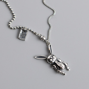 特卖日韩风版复古做旧人像头像圆吊牌s925纯银圆珠子手链手饰女