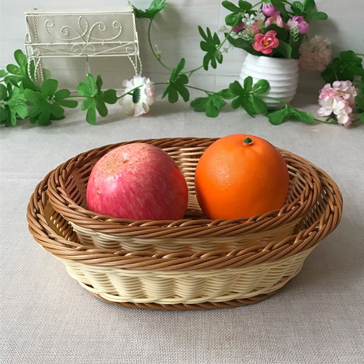 Imitation Rattan Woven Storage Basket Rattan Woven Pp Basket Supermarket Imitation Rattan Basket Water Fruit Basket Sub Bread Basket Fruit Basket Wholesale