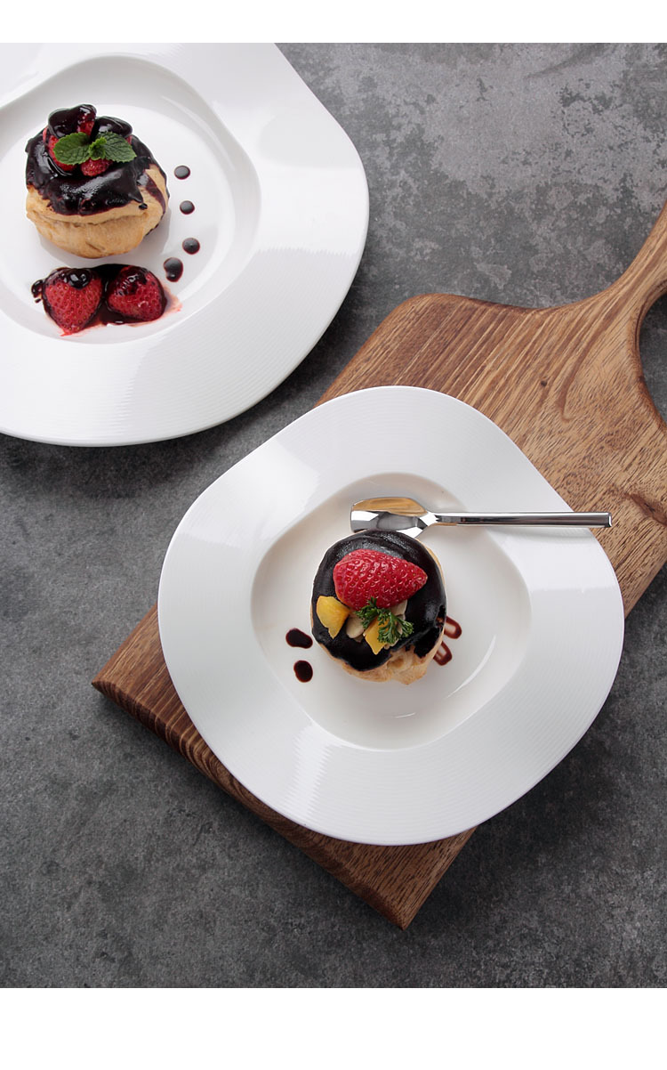 法式甜点盘 精致菜摆盘分子料理牛排菜盘小吃 异形陶瓷创意甜品盘