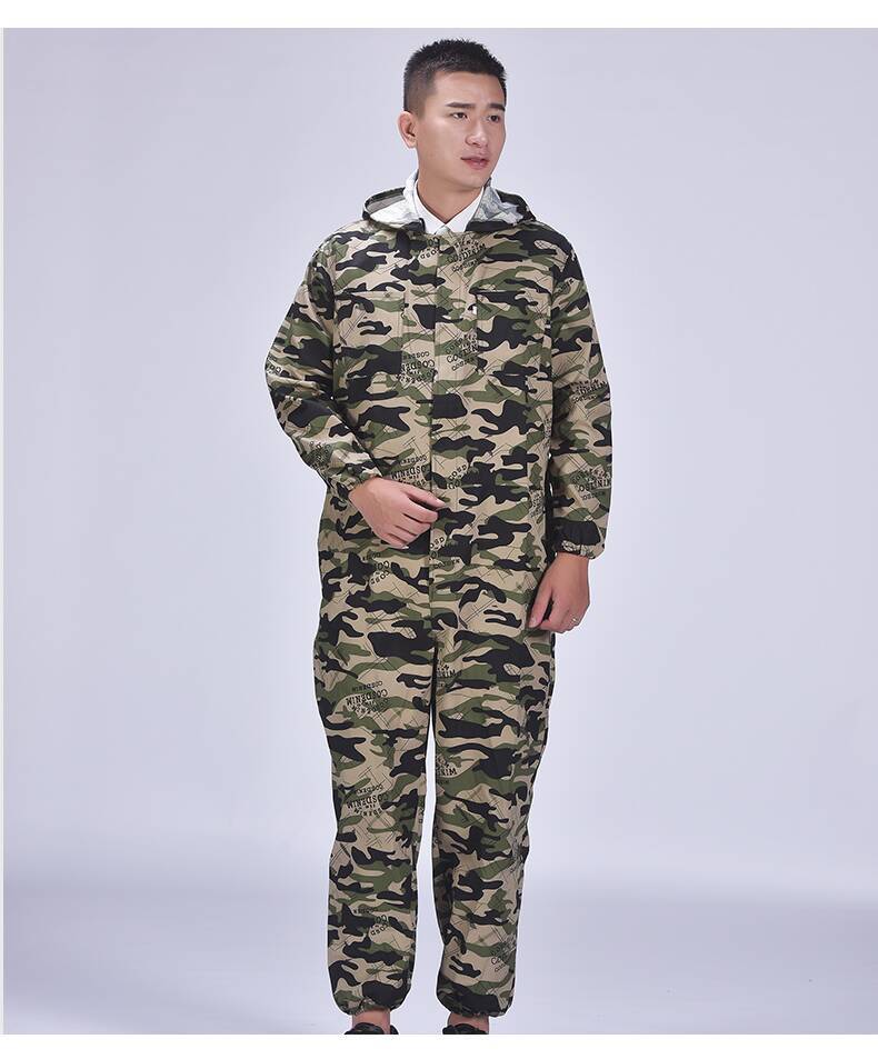 薄款迷彩连体工作服男女长袖带帽工装防尘防污喷漆工厂劳保连体服