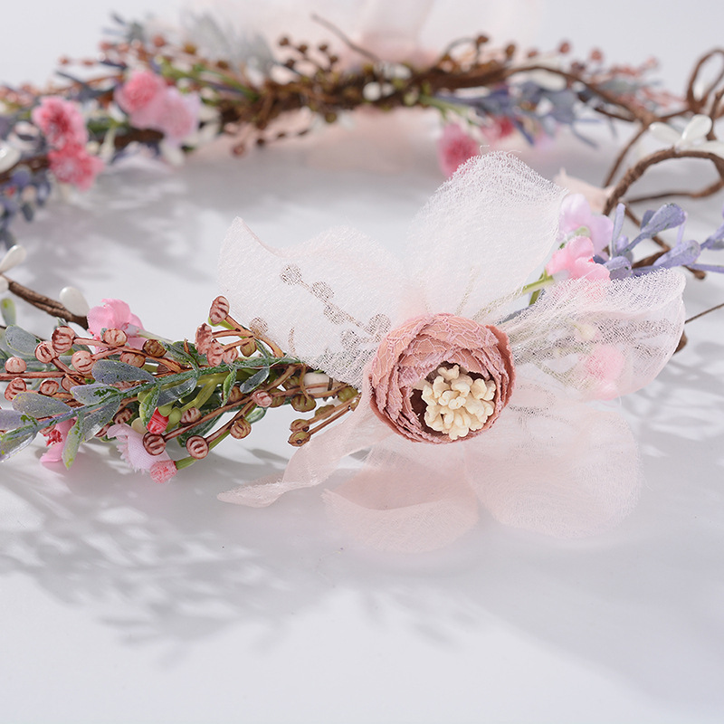 ts436新娘头饰森系永生花仿真花半花环影楼饰品踏青头饰影楼发饰