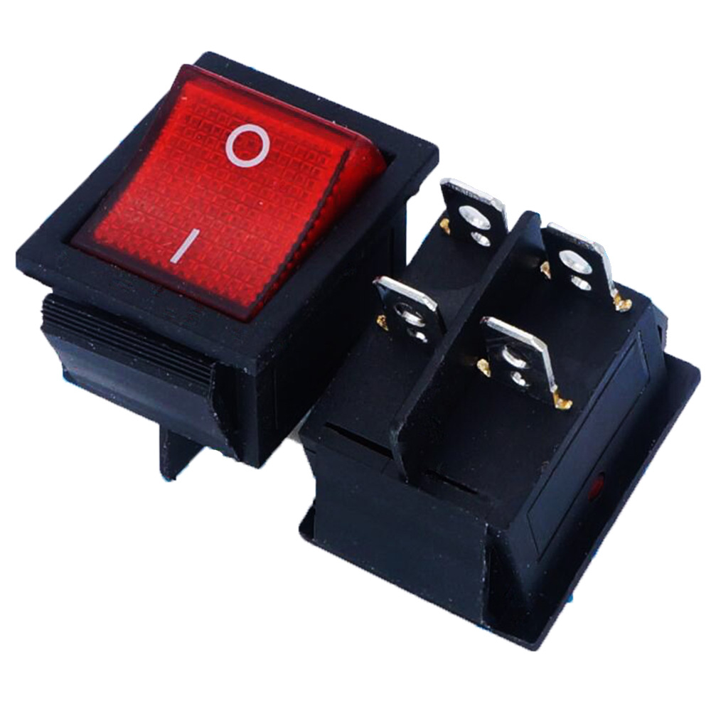 外贸款四脚两档带灯船型开关 31x25mm船形带红灯开关5个一套卖