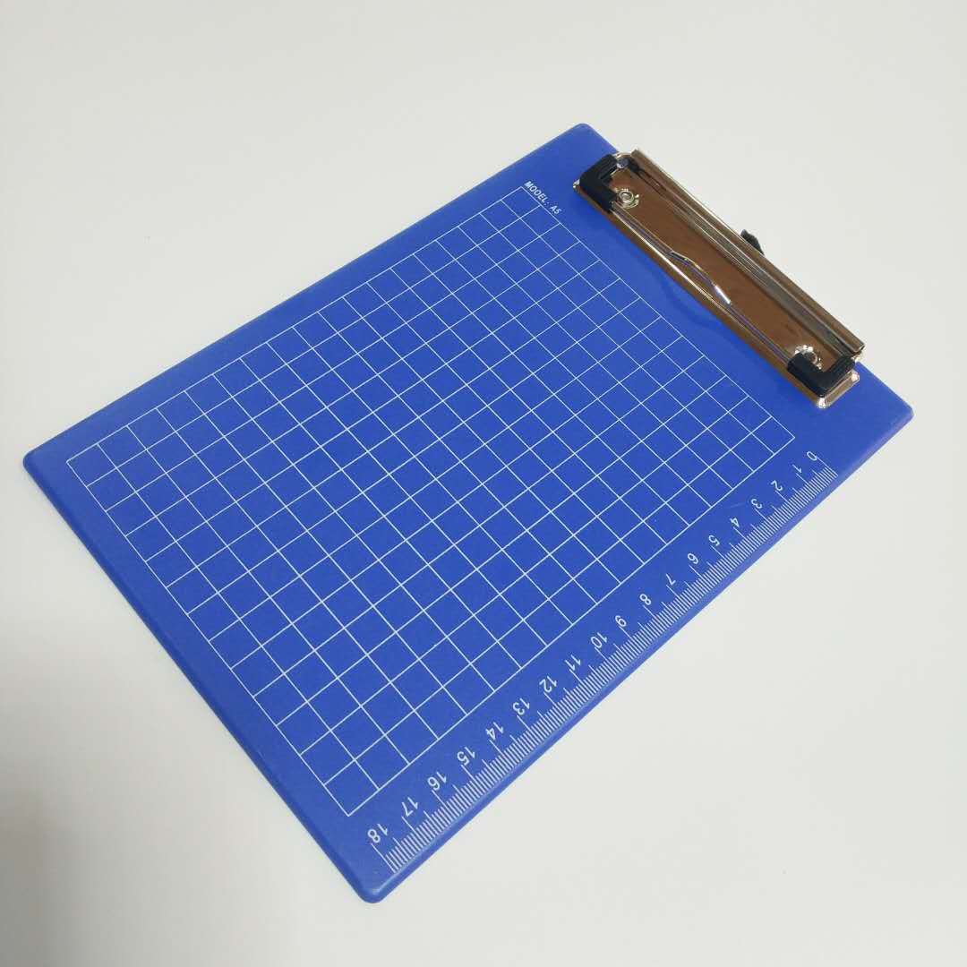 工厂直营 塑料板夹带格子a5夹板 办公文件夹写字板 文溢蓝色记事
