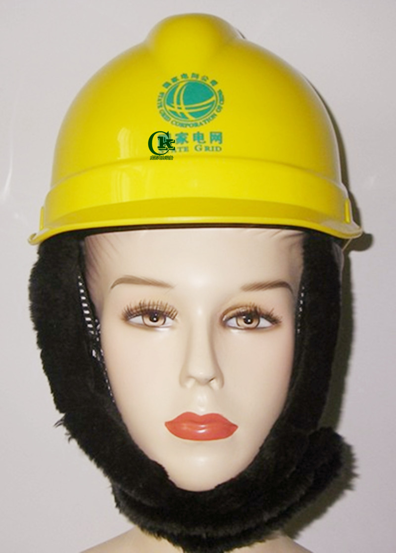 防寒安全帽 仿羊剪绒棕色黑色安全帽 冬季建筑工地施工保暖棉帽