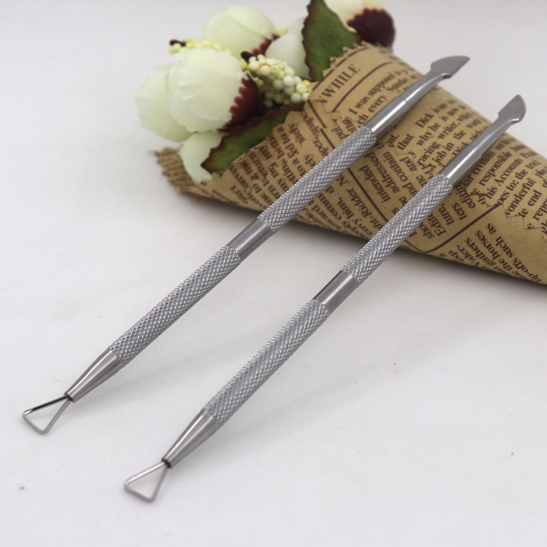 厂家不锈钢镜光双头两用卸甲刨 油胶光疗甲卸甲钢推 美甲卸甲工具