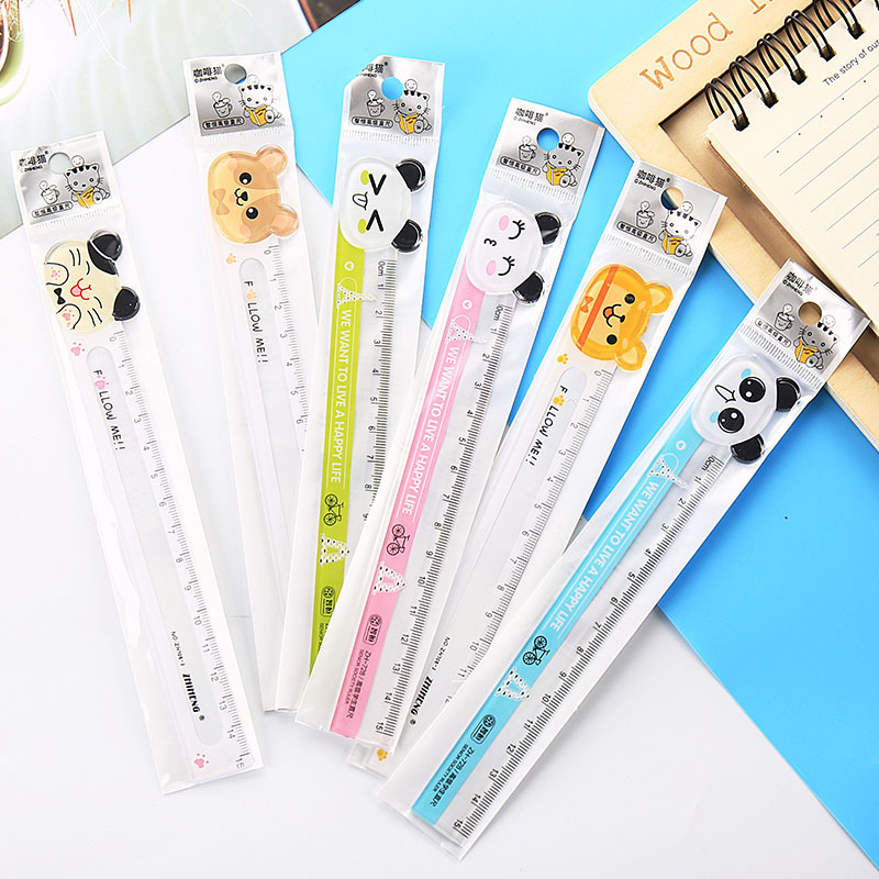 Cartoon Animal 15cm Ruler Korean Student Stationery Super Cute Measuring Tool Children Cute Plastic Painting Ruler