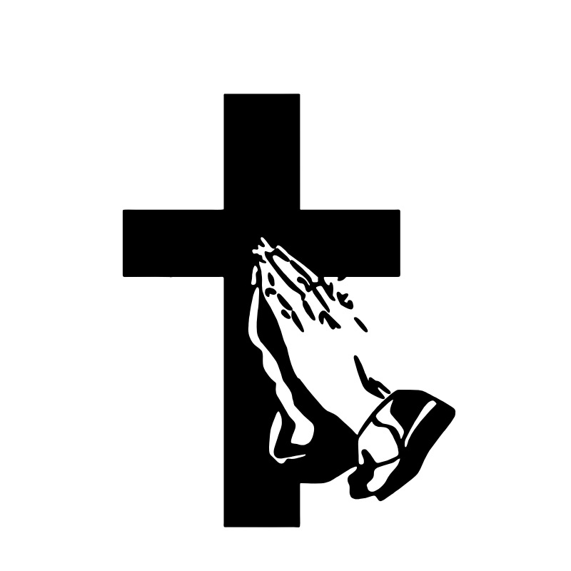 双手合十十字架基督教精雕创意家居装饰墙贴尺寸可自定义