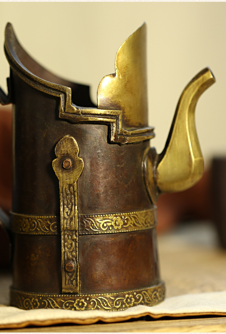 批发尼泊尔全铜复古酥油壶家居装饰收藏加厚茶壶藏式手工特色茶具