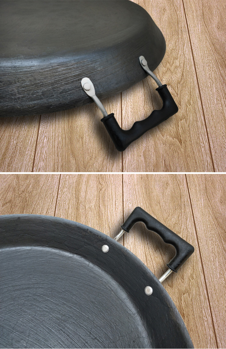 烙饼铁锅煎饼锅传统老式平底腐竹锅无涂层不粘双耳生铁锅新品工厂