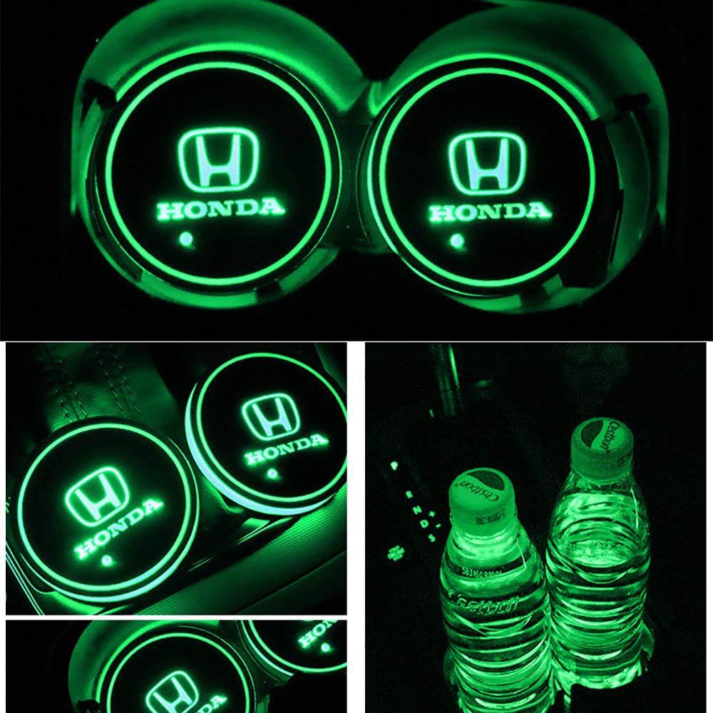 适用于本田汽车led七彩发光水杯垫车载氛围灯奔驰马自达雪佛兰