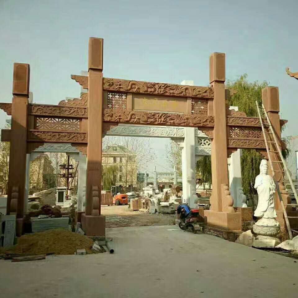 石雕厂家 供应石雕牌坊 大型石雕牌坊定做三门五楼仿古石牌坊
